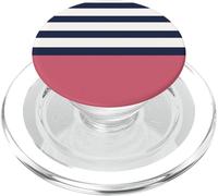 Classic Navy White Stripes Pink Color Block Design PopSockets PopGrip para MagSafe