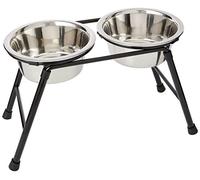 Classic Pet Products 4552 Comedero Doble, con Soporte y 2 Platos de Acero Inoxidable, 2 x 900 ml, Altura 220 mm