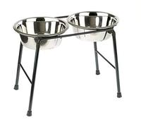 Classic Pet Products 4553 Comedero doble con soporte alto y 2 platos de acero inoxidable de 1600 ml, 300 mm de alto