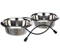 CLASSIC Pet Products - Alimentador antipunta con 2 Platos de Acero Inoxidable de 470 ml, 12,7 cm