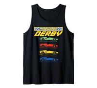 Classic Pinewood Derby Pop Art Cub Scouts Retro Race Cars Camiseta sin Mangas