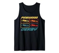 Classic Pinewood Derby Pop Art Cub Scouts Retro Race Cars Camiseta sin Mangas