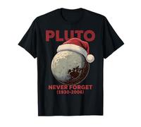 Classic Pluto Never Forget Retro Santa Hat Christmas Science Camiseta