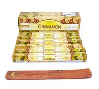 Classic Range- Cinnamon SARATHI International Inc 120 varitas de Incienso de Canela y Sabor a arroz con Leche. Fragancia casera de Joss Sticks con cenicero Terapéutico Espiritual