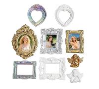 Classic Resin Frames - Mini Photo Display for Wall Crafts | White Square Resin Material, Vintage Style Decoration, DIY Gallery Arrangement, Home Jewelry Showcase, Photography