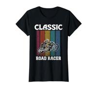 Classic Road Racer Motocicleta Histórica Motorsport Motos Camiseta gráfica económica, Mujer, Negro, M