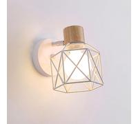 Classic Rustic Metal Lantern Wall Sconce Lighting Adjustable Indoor Wall Lamp, Nordic Bedside Solid Wood Wall Sconces Transital Iron Cage Wall Light For Room Hotel