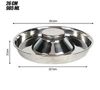 Classic Slow Feeder Dog Anti Gulp Bowl Acero Inoxidable Stop Inflating S 26 cm, Plata, S 26 cm