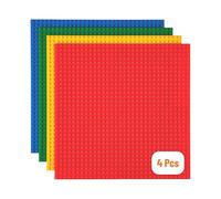 Classic Stackable Baseplates, for Building Bricks, Bases for Tables, Mats, Compatible with All Major Brands, Basic Colors, 4 Pack, 10x10 Inches
