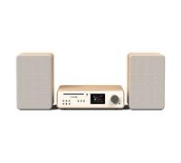 Pure Sistema de música HiFi Pure Classic Stereo, Sistema Compacto (100 W de Sonido, Radio por Internet, Dab+/FM, Bluetooth, Reproductor de CD, USB y Spotify Connect), Blanco algodón/Roble