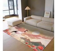 Classic Style 120x150cm Alfombra Traditional Art Alfombrilla Machine lavable Tapete for salon dormitorio antideslizante Backing Fluffy pelo corto Home Crane Mountain Range Lotus Flower estampado