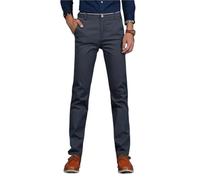 Classic Style Men Thin Casual Pants Business Cotton Solid Color Office Trousers Para Hombre(Grey,Size 32)