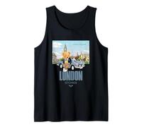 Classic Teddy Bear in London Cityscape Illustration Graphic Camiseta sin Mangas