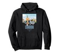 Classic Teddy Bear in London Cityscape Illustration Graphic Sudadera con Capucha