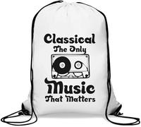 Classic The Only Music That Matters - Saco de gimnasio con diseño de cinta de casete, color blanco, White, Talla única
