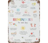 Classic Tin Sign Reminders For Hard Days Motivational Home 8 X 12 in
