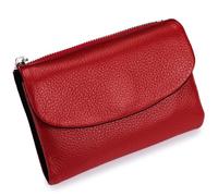 Classic Unisex Pebble Leather Wallet, Sturdy Durable Fashionable and Versatile Make You Feel Confident and Style Every Time You Go out (Red with Black)