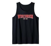 Classic Wisconsin Print Retro Varsity Vintage Wisconsin Camiseta sin Mangas