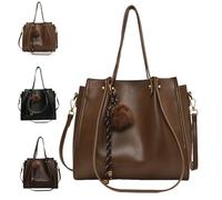 Classic Women's PU Leather Tote, Retro Large Capacity Shoulder Bag, Modern Simple Fashion Work Cross Bag with Zipper
