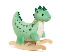Classic World Mecedora de dinosaurio, juguete de peluche con base de madera, verde, para niños pequeños de 12 meses en adelante
