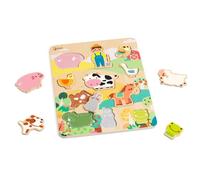 Classic World - Puzzle de Madera de la Granja para Bebés y Niños Desde 18 Meses - Rompecabezas Encajable de 12 Piezas con Animales y Granjero - Juguete Educativo Montessori para Motricidad Fina