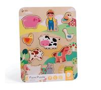 Classic World - Puzzle de Madera de la Granja para Bebés y Niños Desde 18 Meses - Rompecabezas Encajable de 12 Piezas con Animales y Granjero - Juguete Educativo Montessori para Motricidad Fina
