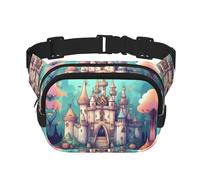 Classical Castle - Riñonera cuadrada de doble capa para actividades al aire libre como deportes, viajes, senderismo, ciclismo, Black, Talla única