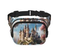Classical Fairy Tale Castle01 - Riñonera cuadrada de doble capa con cinturón ajustable para ejercicio, correr, viajes, senderismo, Negro -, Talla única