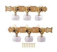 Classical Guitar Tuning Pegs Set | 1:15 Gear Ratio White Pearl Buttons | Left & Right Machine Heads for Replacement/Repair/Decoration | 2 Pcs with Screws