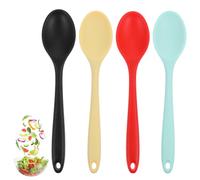 Classicseali 4 cucharas de cocina de silicona pequeñas, antiadherentes, coloridas, para hornear y revolver, 20 x 3,6 cm, cuchara pequeña de silicona para cocinar, hornear, remover (multicolor)