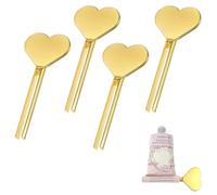 Classicseali 4 exprimidores de pasta de dientes, acero inoxidable, en forma de corazón, exprimidor de tubos de metal para tubos de pasta de dientes, pigmentos, cosméticos y tintes para el cabello, oro