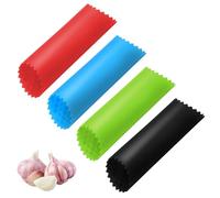 Classicseali 4 peladores de ajos, pelador de ajos, de silicona, pelador de ajos, rodillo de ajo fácil para prensa de ajos, pelador de verduras, herramientas de cocina (rojo, negro, verde, azul)