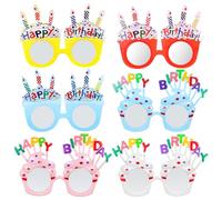 Classicseali 6 pares de anteojos de cumpleaños, divertidos lentes de sol para fiestas para adultos, accesorios para cabina de fotos de cumpleaños de pastel de crema dulce, lentes de sol de cumpleaños