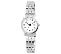 Classix - Reloj de pulsera para mujer, analógico, color blanco, plata, fecha, acero inoxidable, cuarzo, Blanco