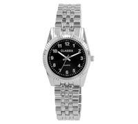 CLASSIX Reloj para hombre con correa de metal, color plateado y negro 2800120