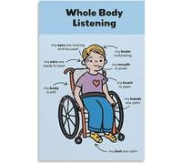 Classroom Behavior Management Poster Listening Skills Canvas Wall-Art for Bedroom School Decor Educational Tool(Unframed,08x12inch(20x30cm))