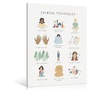 Classroom Calming Corner Poster Boho Emotions Chart Feelings Calming Techniques for Kids Special Education(Framed,12x18inch(30x45cm))