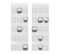 Classroom Headphone Storage Bag, Headphone Holder, PVC Clear Cell Phone Organization Pouch With Hooks, Over The Door Headphones Organizer For Smartphone Calculator Earphone Card