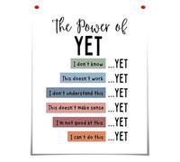 Classroom Therapy Office Poster Mental Health The Power Of Yet Growth Mindset Art for Kids(Unframed,16x24inch(40x60cm))