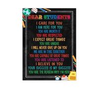 Classroom Wall Art Poster - Dear Students with Inspirational Quotes and Positive Affirmations for Teachers(Framed,12x18inch(30x45cm))
