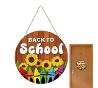 Classroom Wooden Welcome Sign, Decorative Wooden Board for School Decorations, Charming First Day, Student Kindergarten Kids Photo Props, Indoor Outdoor Elementary Decor