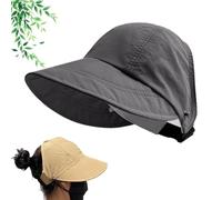 Classupery Outdoor UV Protection Hollow Top Sun Hat, 2025 New Wide Brim Breathable Empty Top Summer Sun Hat (Talla única,Gray)