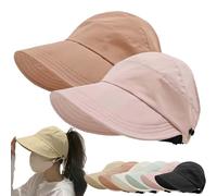 Classupery - Sombrero de sol con protección UV para exteriores, con parte superior hueca, plegable, para verano, UPF 50, visera de ala ancha, ajustable, Rosa, albaricoque, Taille unique
