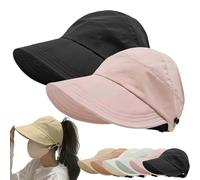 Classupery - Sombrero de sol con protección UV para exteriores, con parte superior hueca, plegable, para verano, UPF 50, visera de ala ancha, ajustable, Negro, Rosa, Taille unique