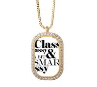 Classy Sassy & A Bit Smart Assy - Collar con colgante de diamantes de cristal dorado