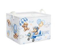 Clastyle 36L Grande Cajas de Almacenaje Oso Piloto con Asa Cesta para Guardar Globos Azul Ropa Juguetes Plegable Rectangular para Habitación Infantil Dormitorio