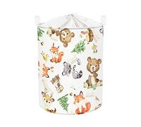 Clastyle 45L Cesto Ropa Sucia Animales Avatar Infantil Plegable Cestas Lavanderia Alfabetos Números Impermeable con Asa Cierre Cordón para Dormitorios, 36 * 45 cm (Blanco)