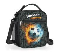 Clastyle Bolsa Termica Porta Alimentos Bebe 3D Bolsa Almuerzo Infantil Niños Portátil Bolsa Comida para Viaje Picnic Guarderia,Fútbol