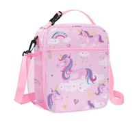 Clastyle Bolsa Termica Porta Alimentos Bebe Princesa Bolsa Almuerzo Infantil Niñas Portátil Bolsa Comida para Viaje Picnic Guarderia,Nube Arco Iris Rosa