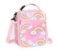 Clastyle Bolsa Termica Porta Alimentos Infantil Arcoíris Bolsa Almuerzo Bebe Pequeña Portátil Bolsa Comida Niños para Escolar Picnic, Nube Arco Iris